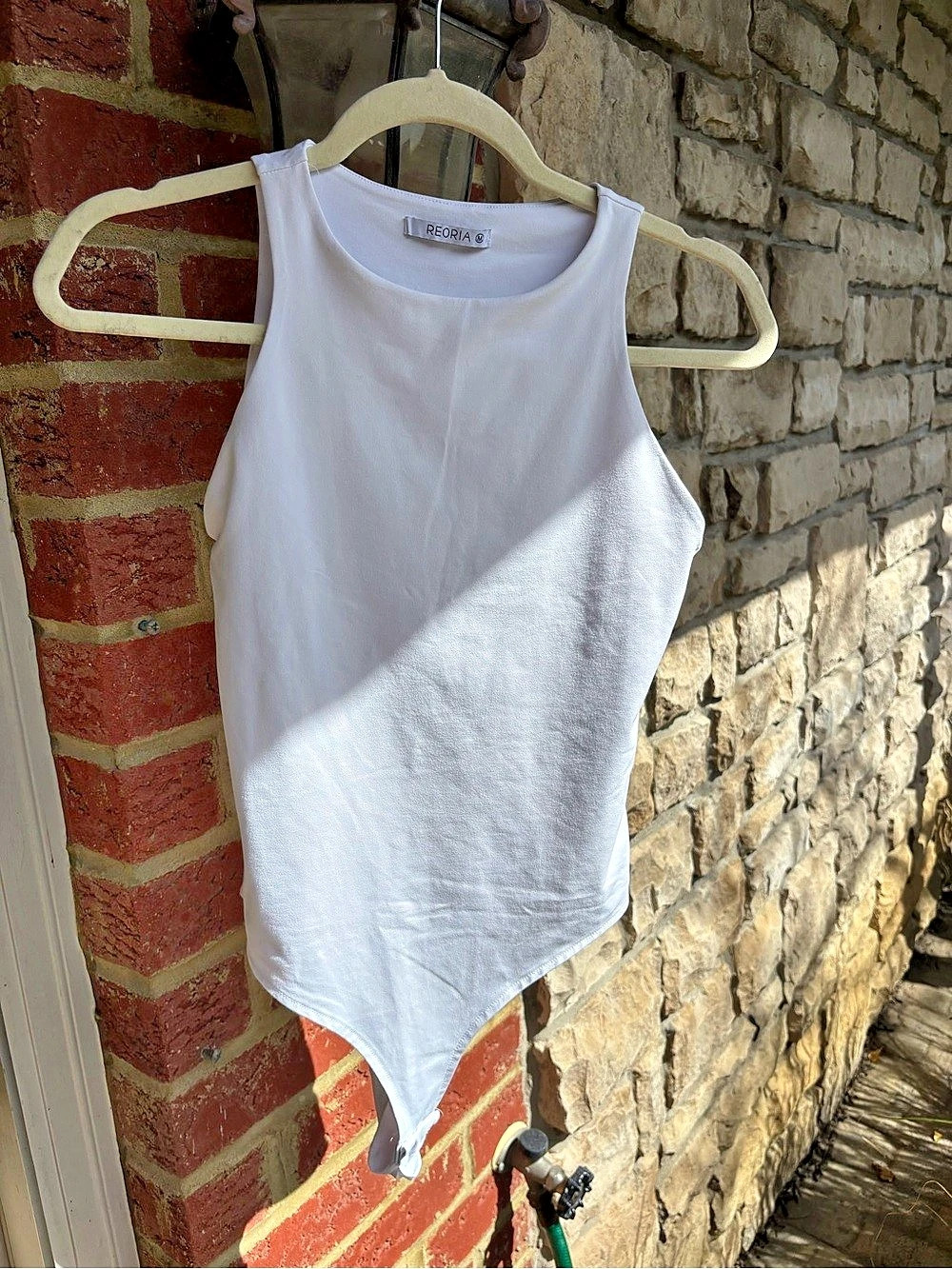 Reoria Women's High Neck Sleeveless Bodysuit White